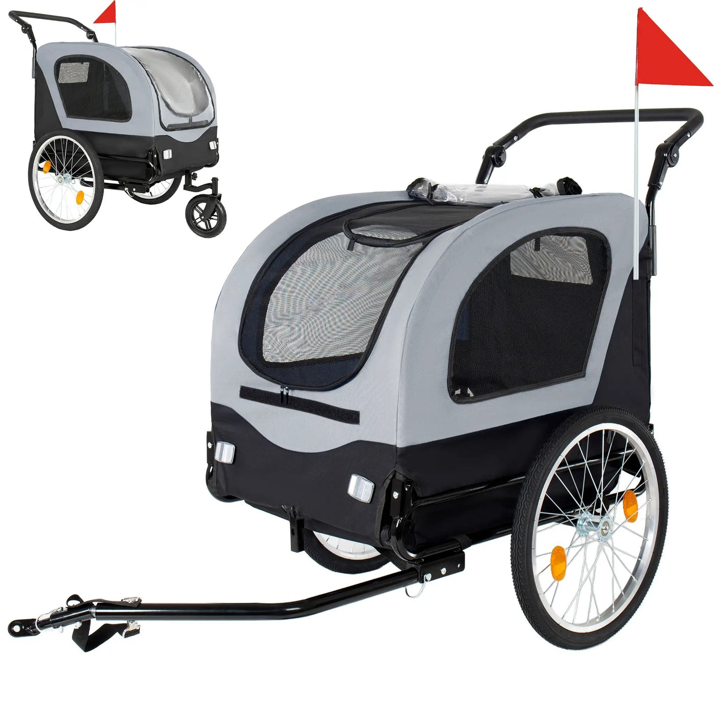 2-in-1 Bike Trailer & Pet Stroller for Dogs up to 110lbs by HouseOfZazla