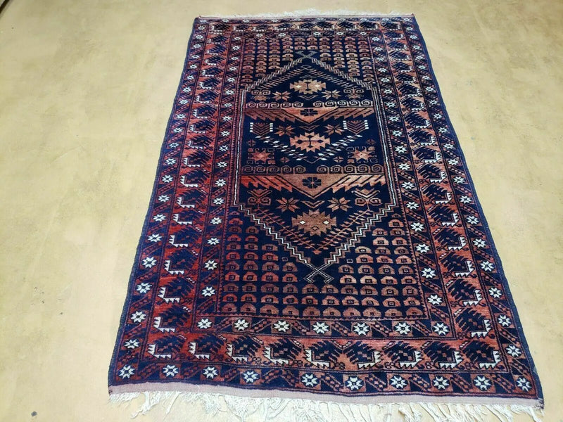 3' 4" X 5' 6" Vintage Handmade Pakistan Balouchi Balouch Tribal Wool Rug Nice by Jewel Rugs