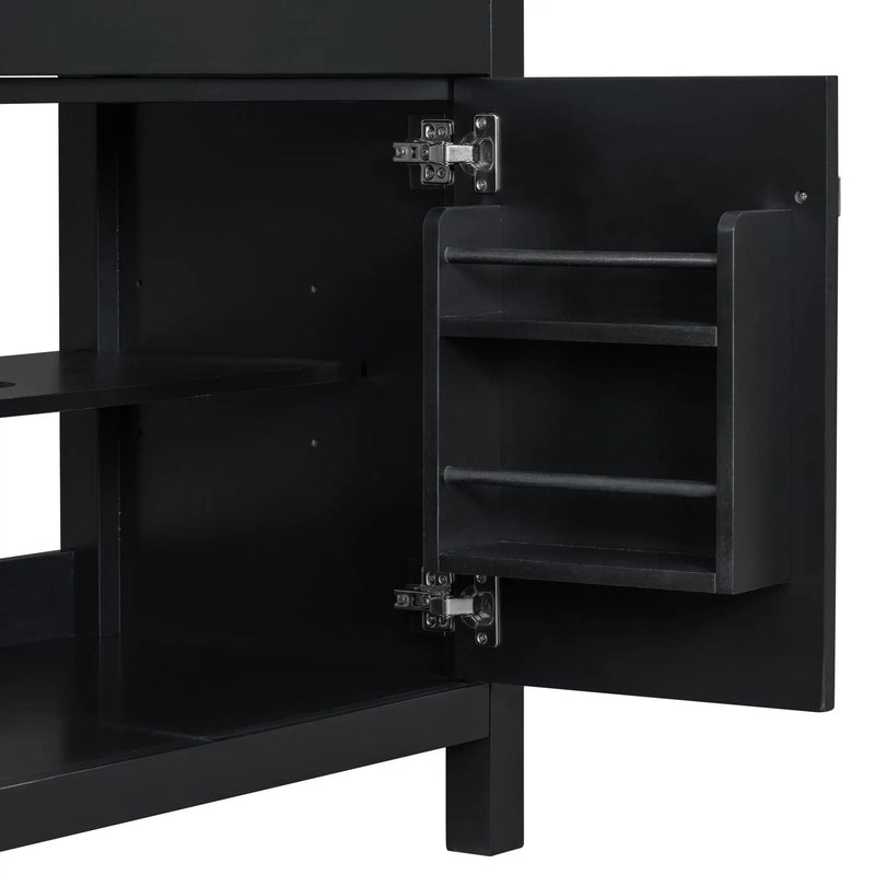 Bathroom Vanity With Ceramic Sink, Modern Single Bathroom Cabinet With 2 Doors And A Shelf, Soft Close Doors by HouseOfZazla
