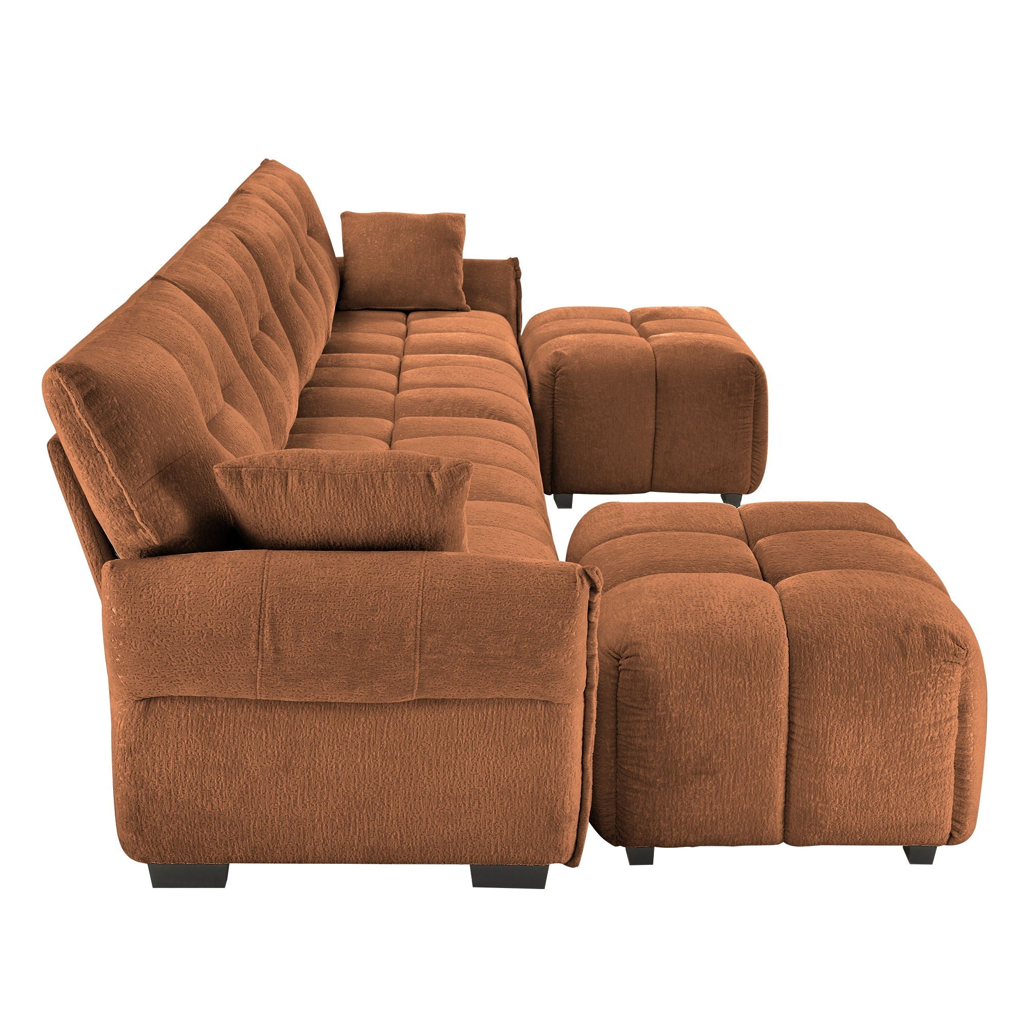 Sofa Set With Ottoman And Pillows, Textured, High Resilience Cushions by HouseOfZazla