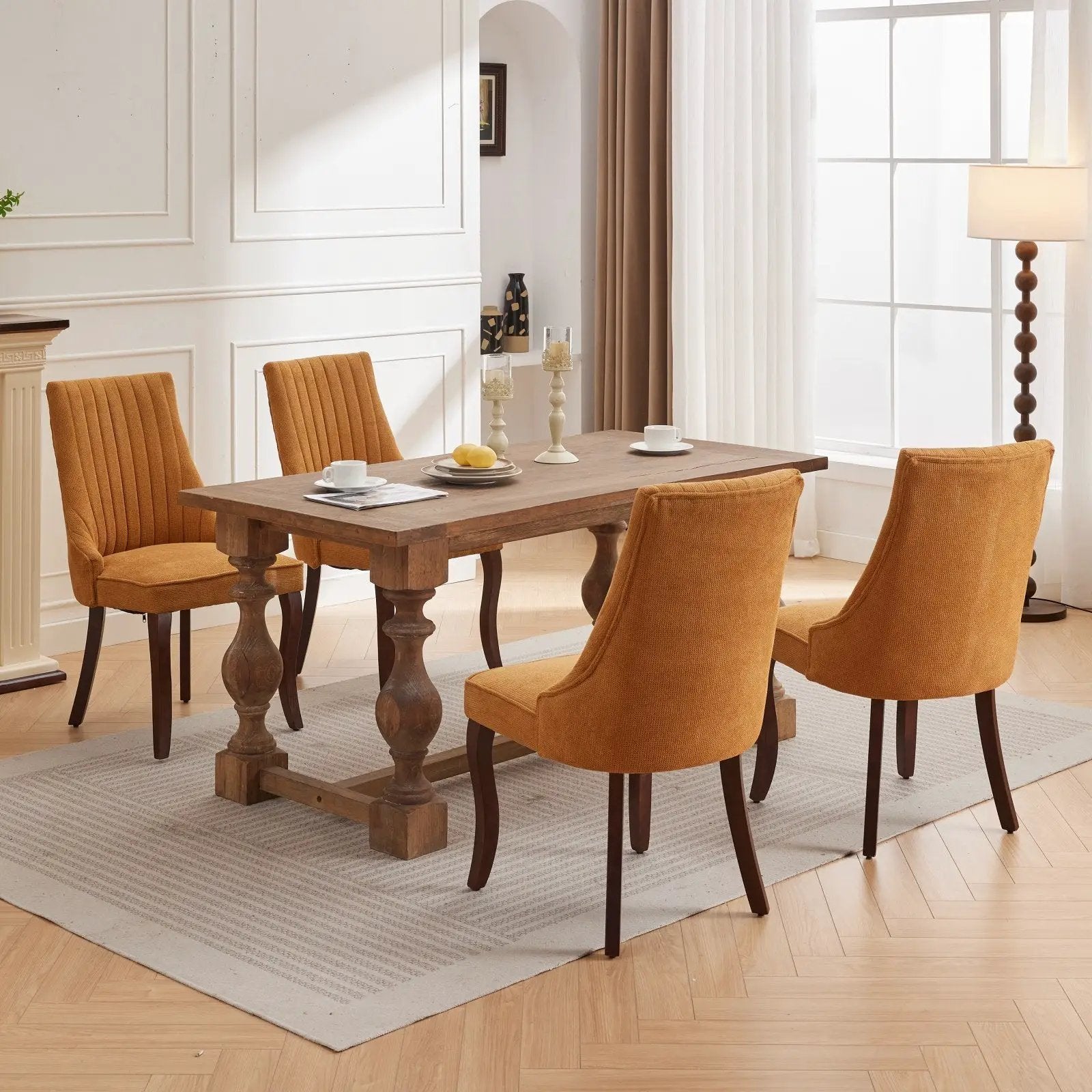 Set of 2 Rayon Cloth Flocking Linen Dining Chairs by BLAKHOM