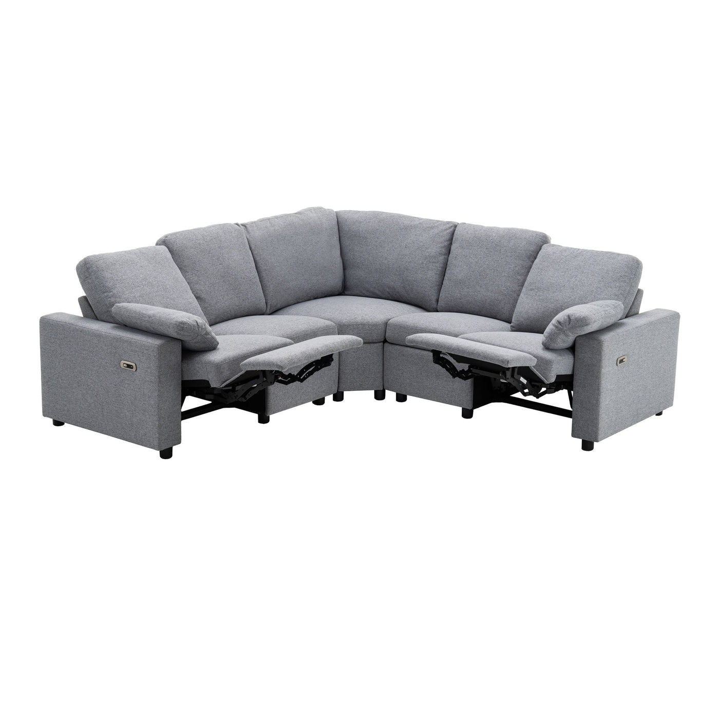 Power Recliner Sectional Sofa Home Theater Reclining Sofa With Two USB Ports, Two Storage Drawers For Living Room by HouseOfZazla