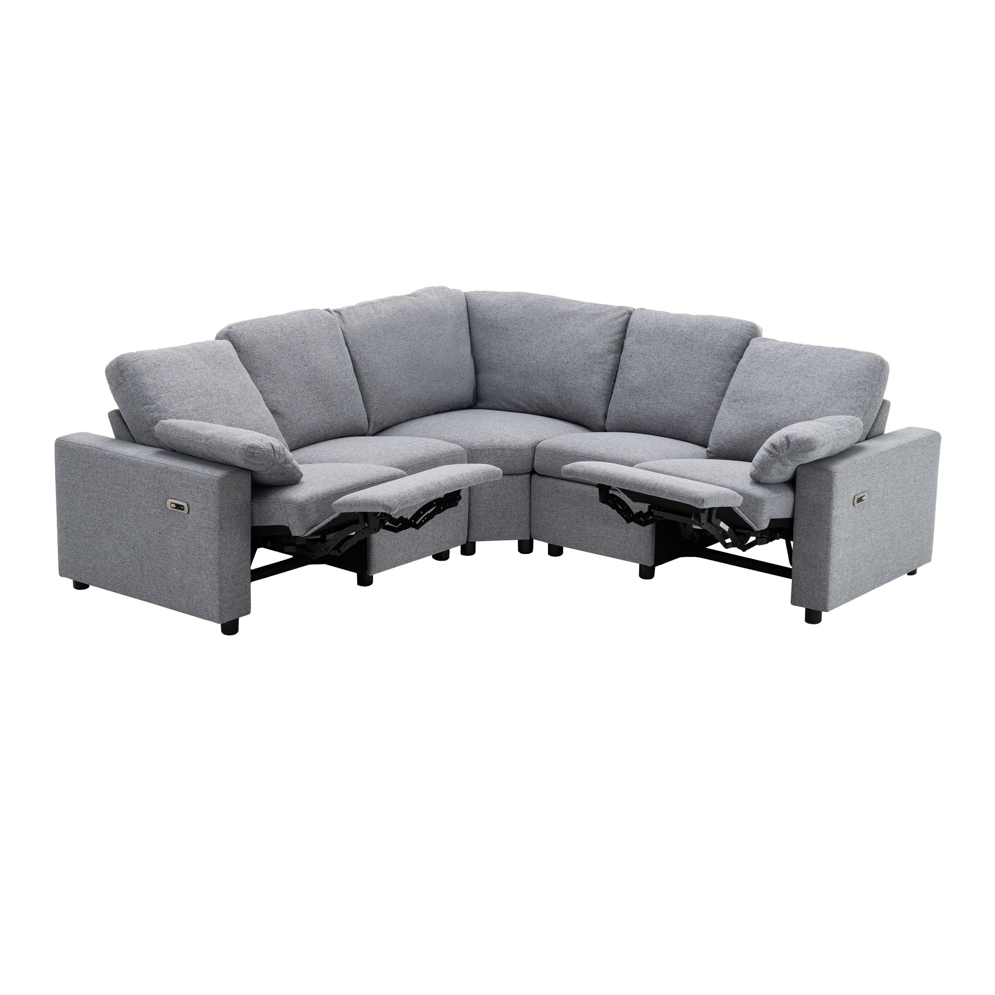 Power Recliner Sectional Sofa Home Theater Reclining Sofa With Two USB Ports, Two Storage Drawers For Living Room by HouseOfZazla