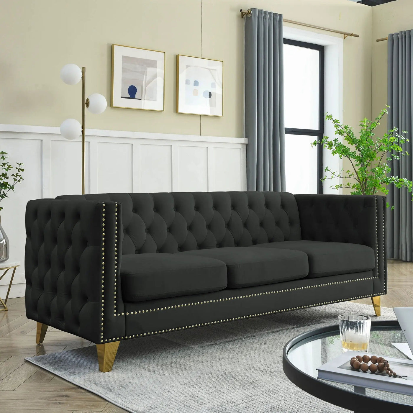 Modern Sofa With Button Tufting, Upholstered Couch For Living Room by HouseOfZazla