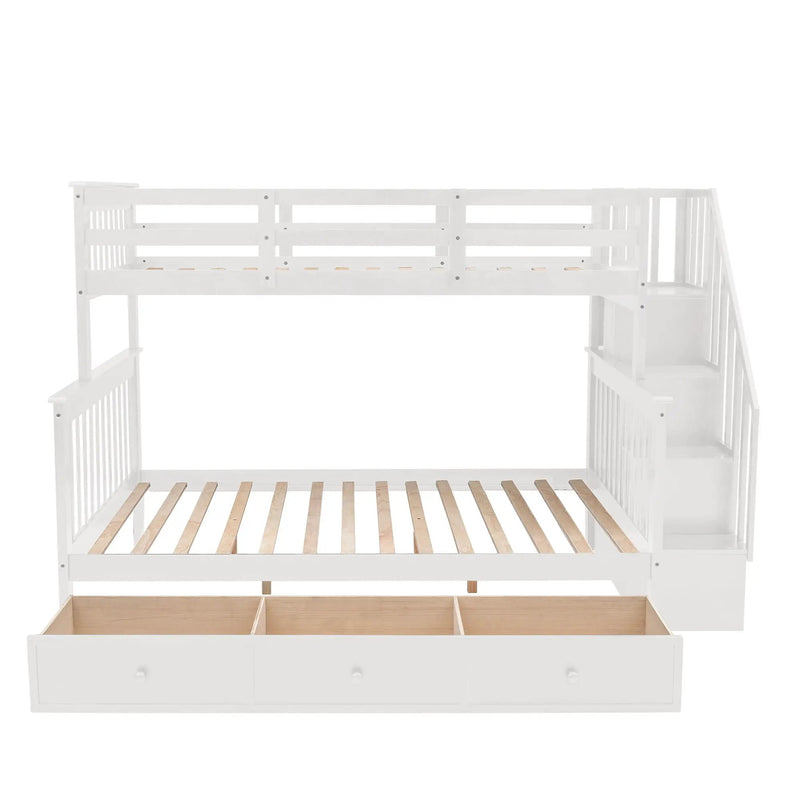 Stairway Bunk Bed With Storage And Guard Rail For Bedroom by HouseOfZazla