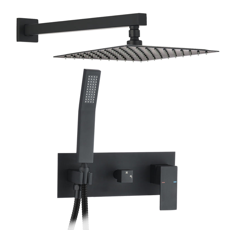 Brass Shower System With 10" Rainfall Shower Head And Handheld Sprayer - Matte Black by HouseOfZazla