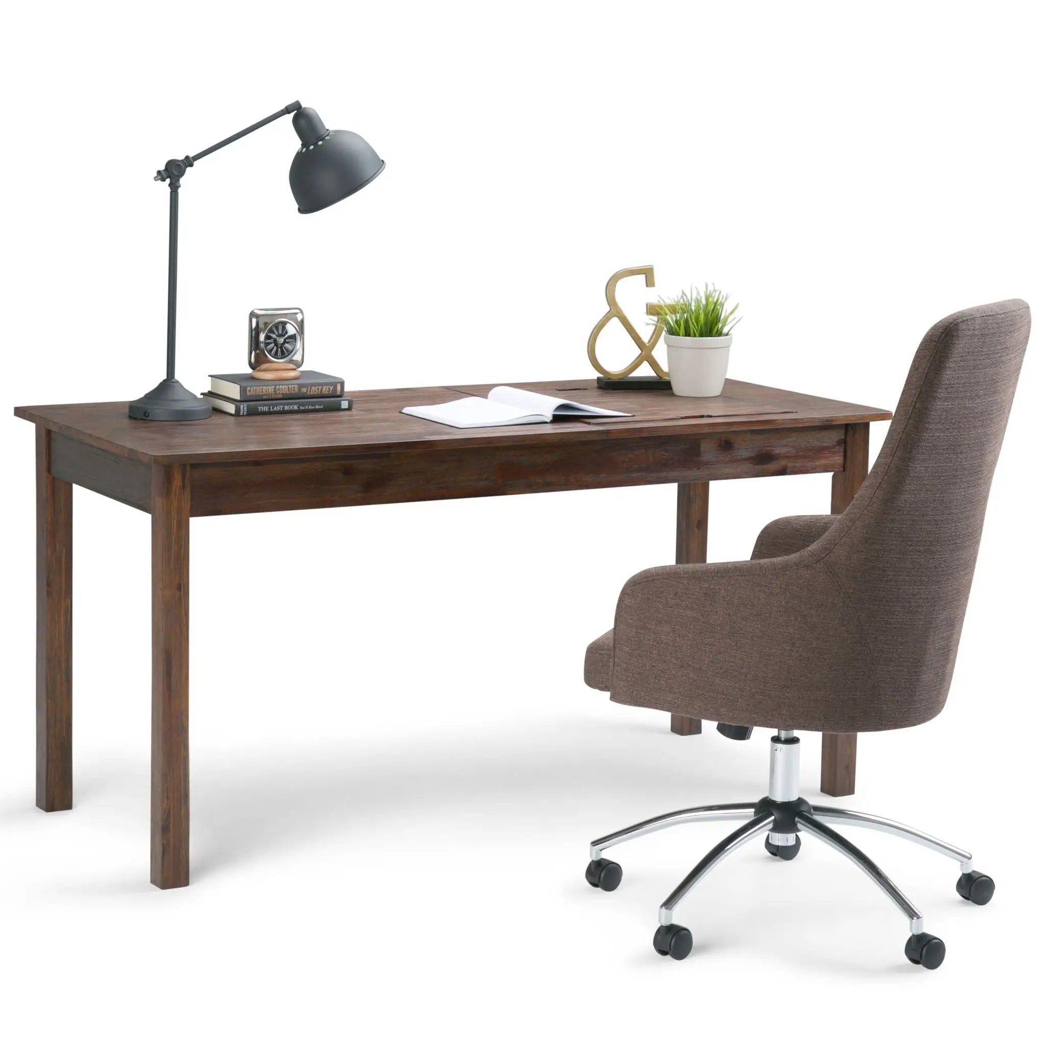 Monroe - Desk - Distressed Charcoal Brown by HouseOfZazla
