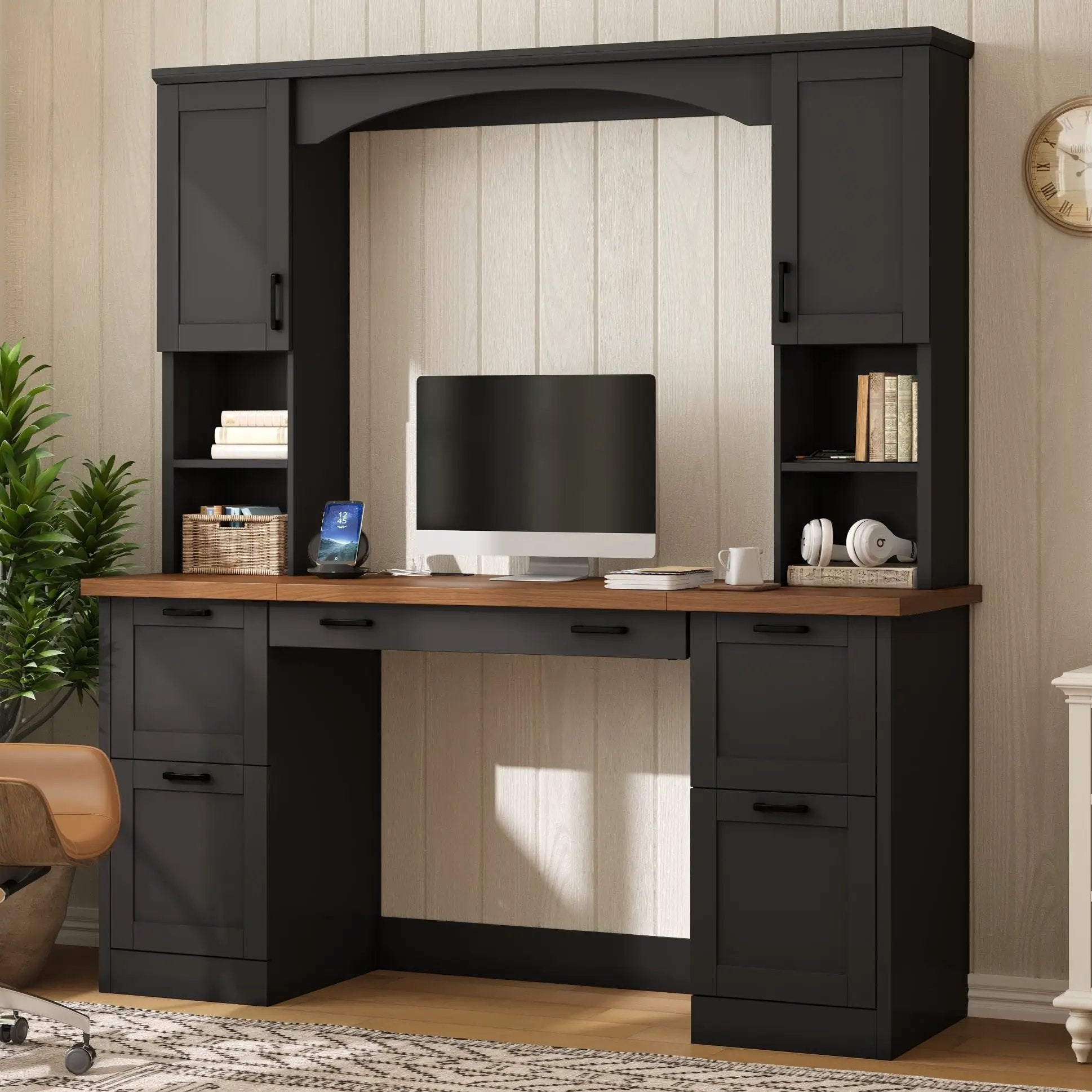 ON-Trend Farmhouse Arched Computer Desk with Hutch by HouseOfZazla