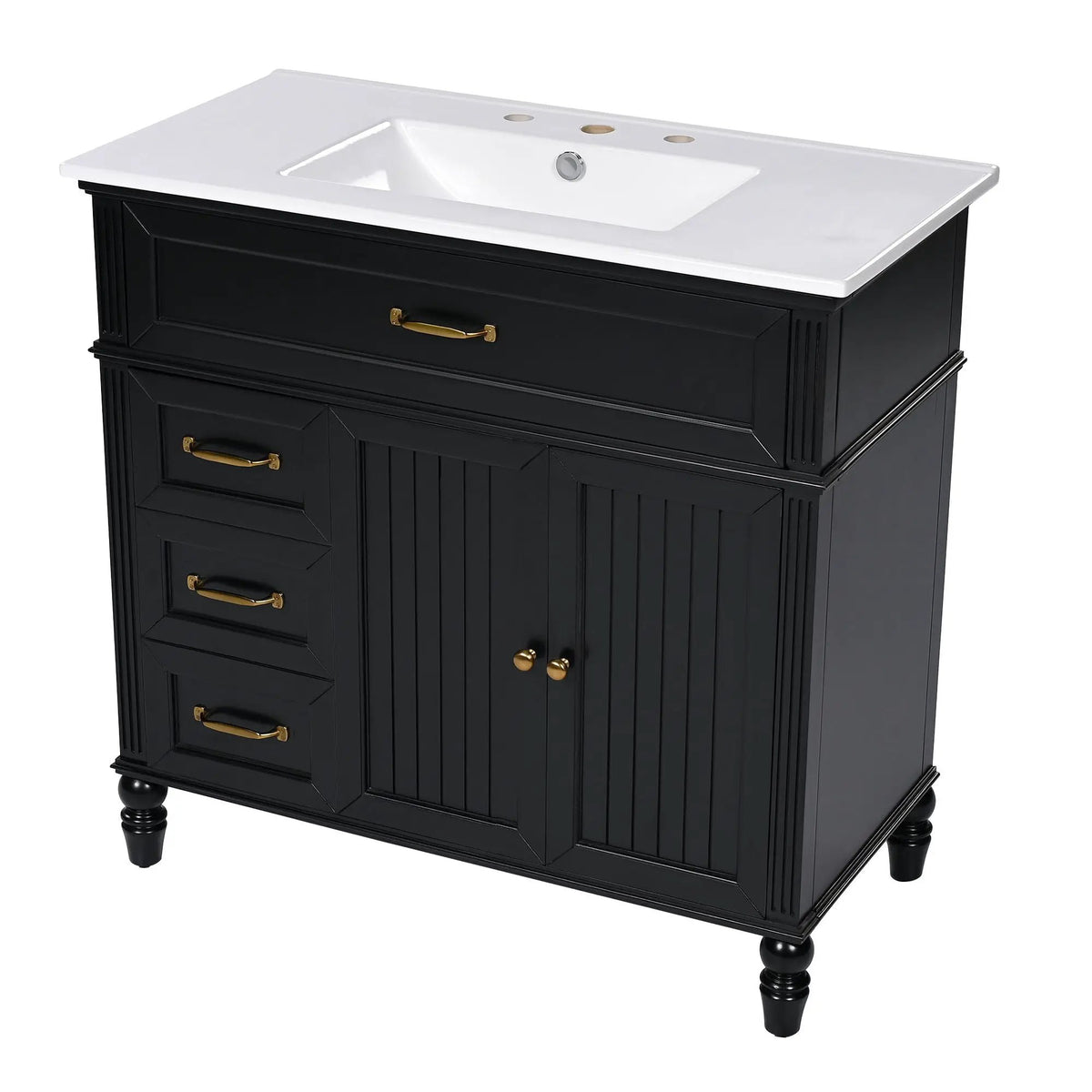 Bathroom Vanity With Sink, 2 Doors 2 Drawers, Freestanding Design by HouseOfZazla