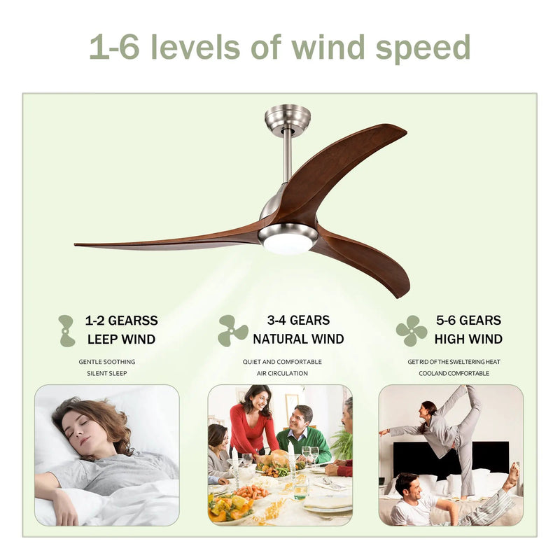 52" Solid Wood Blades Ceiling Fan with Light and Remote Control by HouseOfZazla