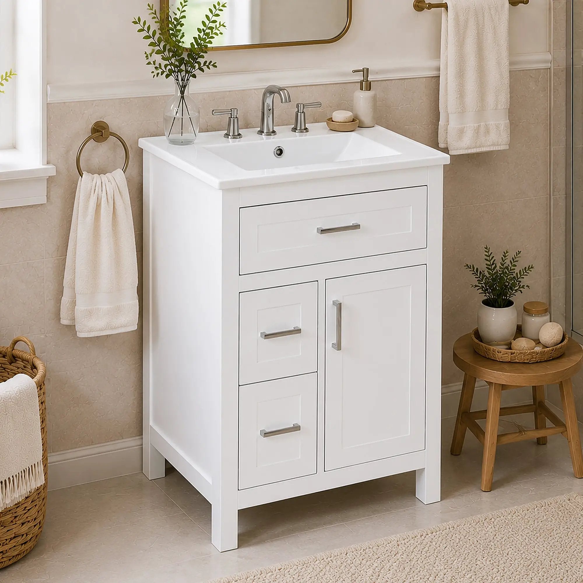 24 Inch Bathroom Vanity with Ceramic Sink by HouseOfZazla