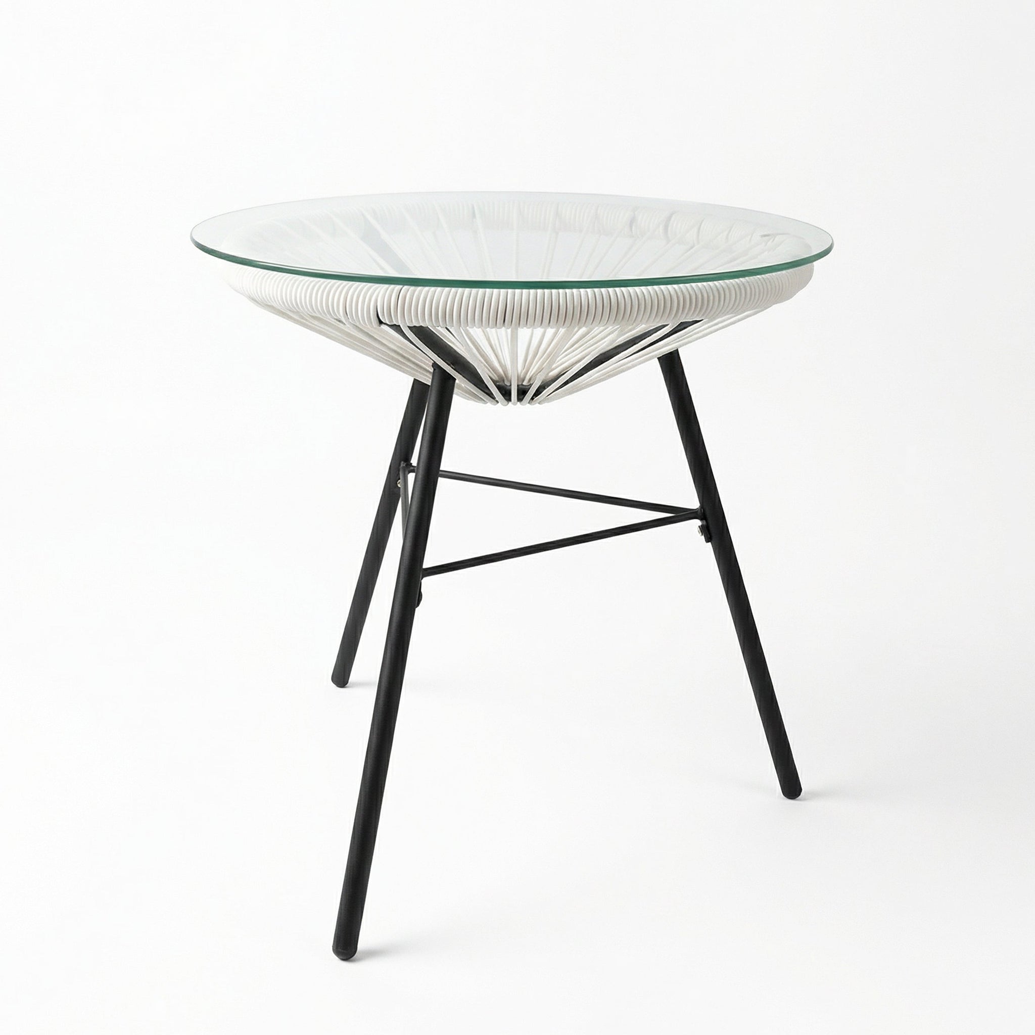 Nusa Outdoor Synthetic Wicker Glass-Top Side Table by HouseOfZazla