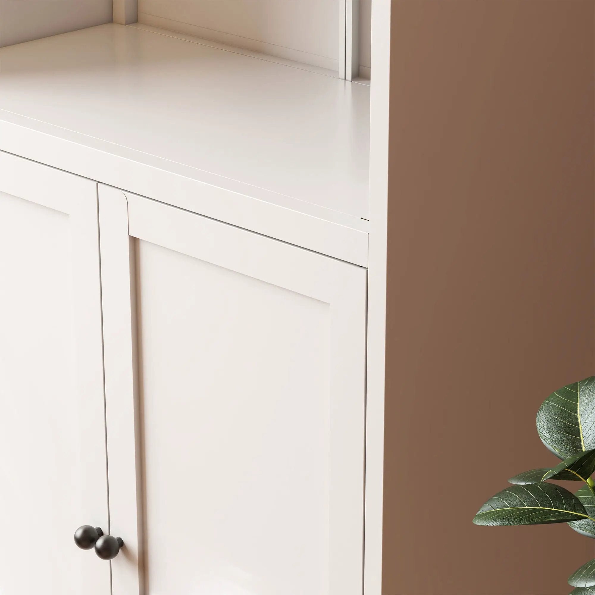 Kitchen Pantry Cabinet Tall Storage With Adjustable Shelves, Heavy Duty Stainless Steel Frame - White by HouseOfZazla