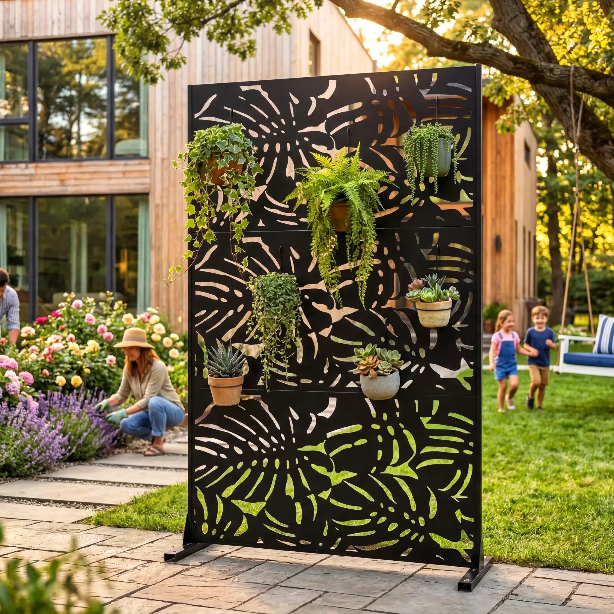 Metal Privacy Screens 3.3Ft x 6Ft Outdoor and Indoor Divider by HouseOfZazla
