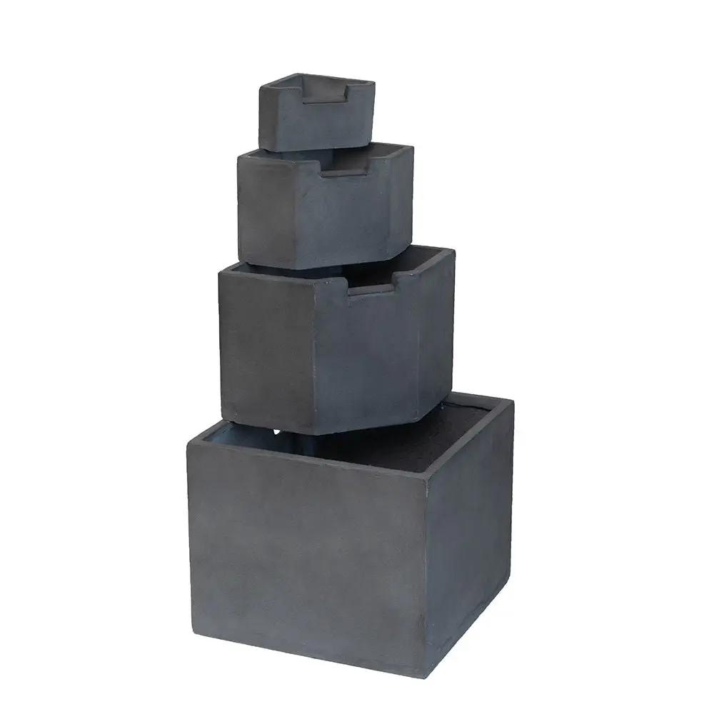 Cement 4 Tier Block Water Fountain Outdoor - Gray by Unique Piece Furniture