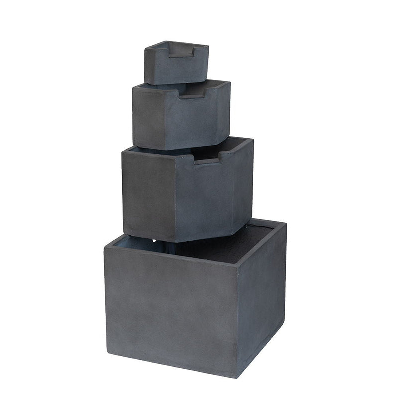 Cement 4 Tier Block Water Fountain with Modern Design - Gray, photo 6 of 7
