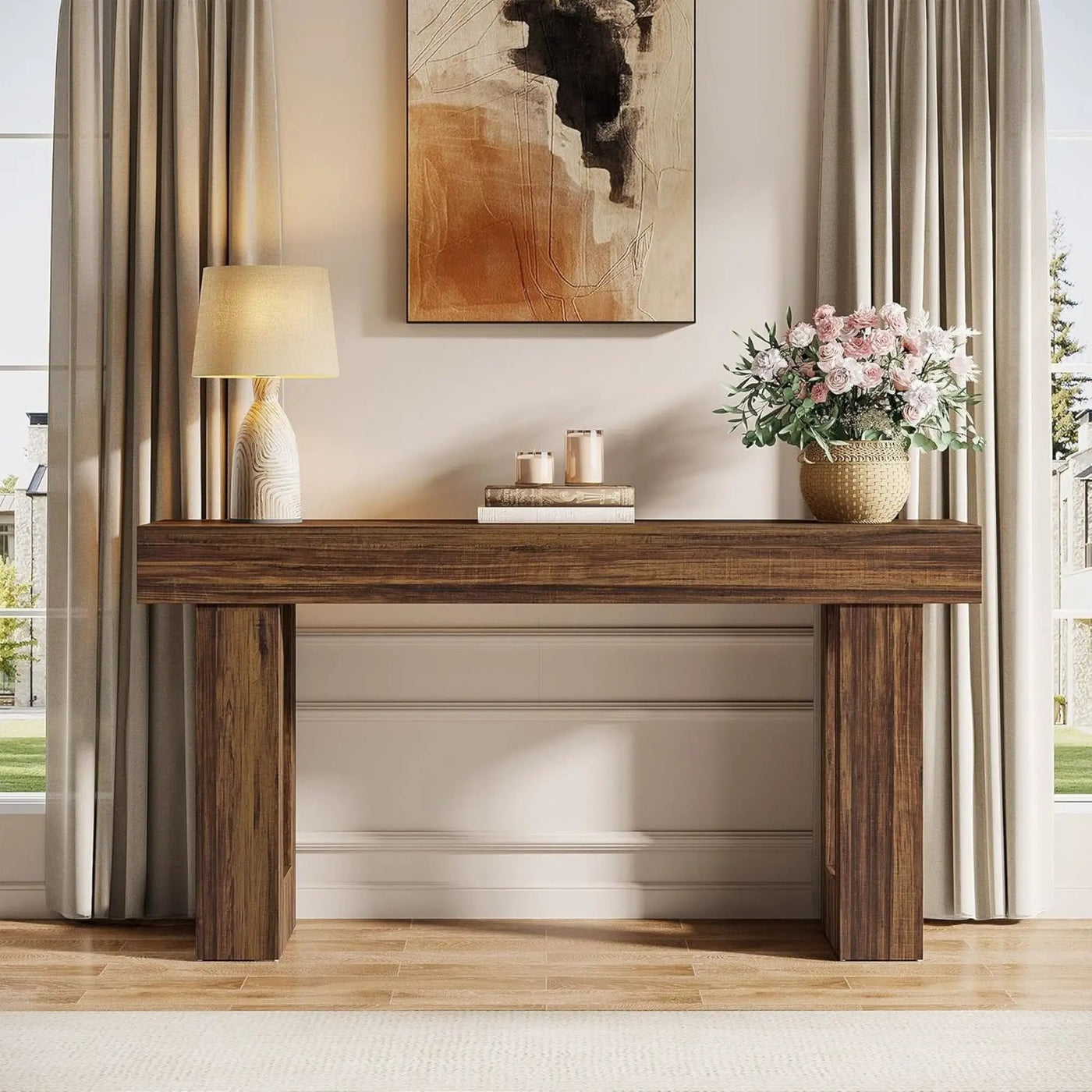 Console Table, Extra Long Narrow Sofa Table for Living Hallway by HouseOfZazla