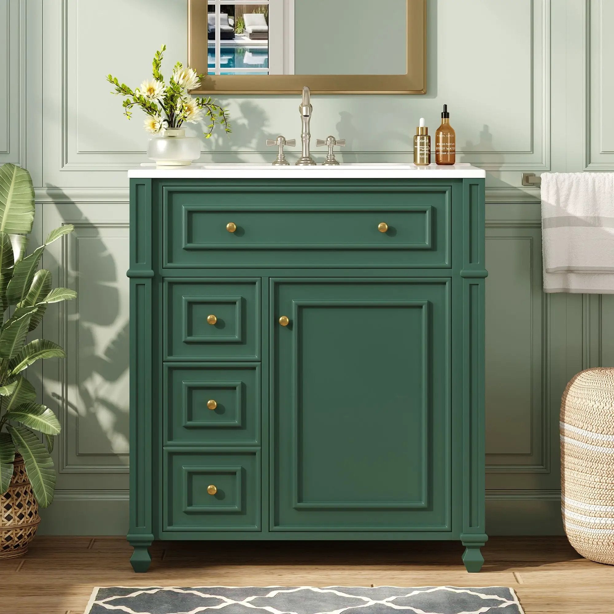 Bathroom Vanity Cabinet With Sink, Soft Close Doors With Door Organizer by Unique Piece Furniture