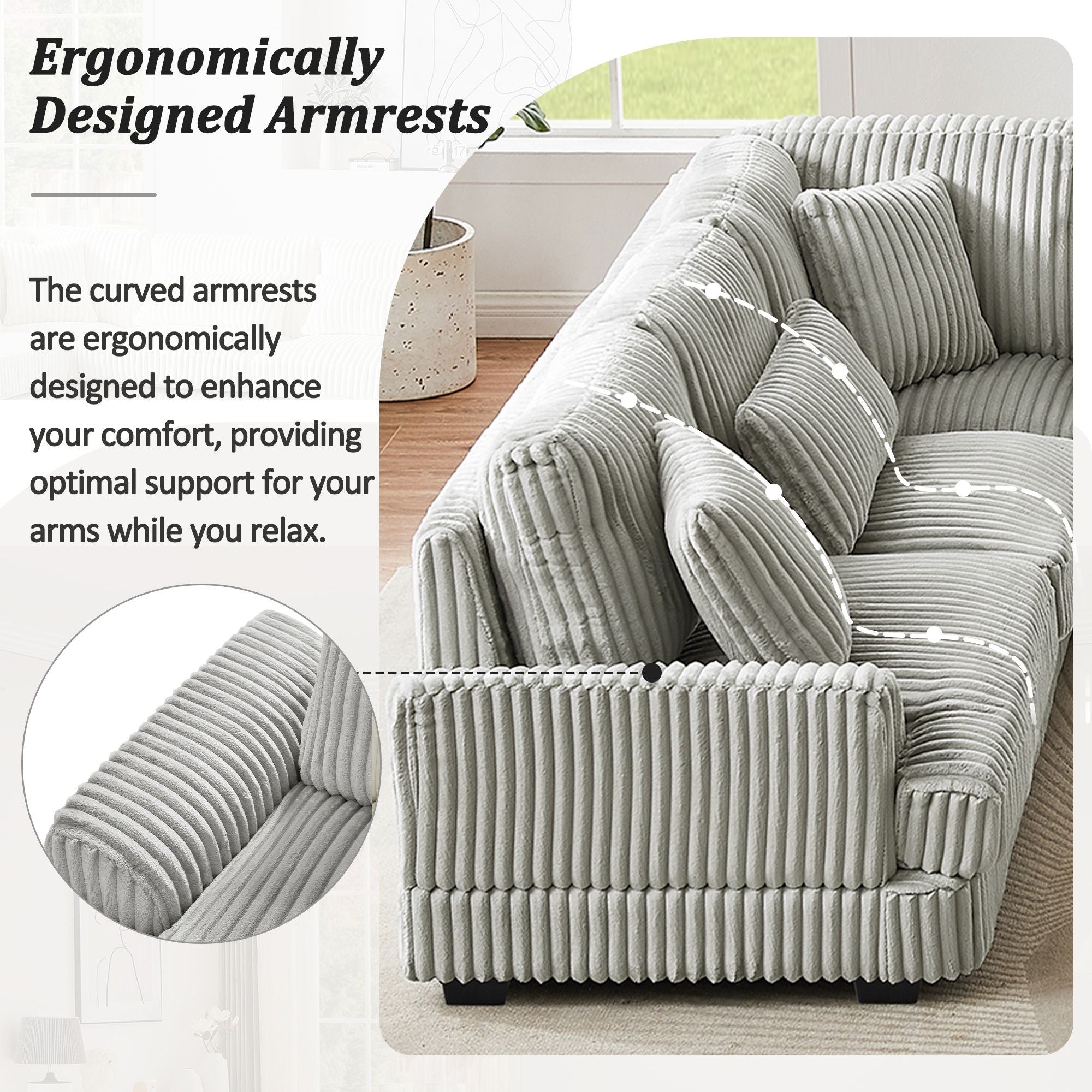 U - Shaped Sectional Sofa With Chaise Lounge, Oversized Living Room Sofa - Gray by HouseOfZazla