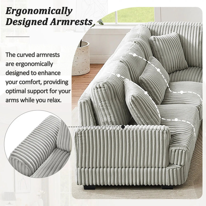 U - Shaped Sectional Sofa With Chaise Lounge, Oversized Living Room Sofa - Gray by HouseOfZazla