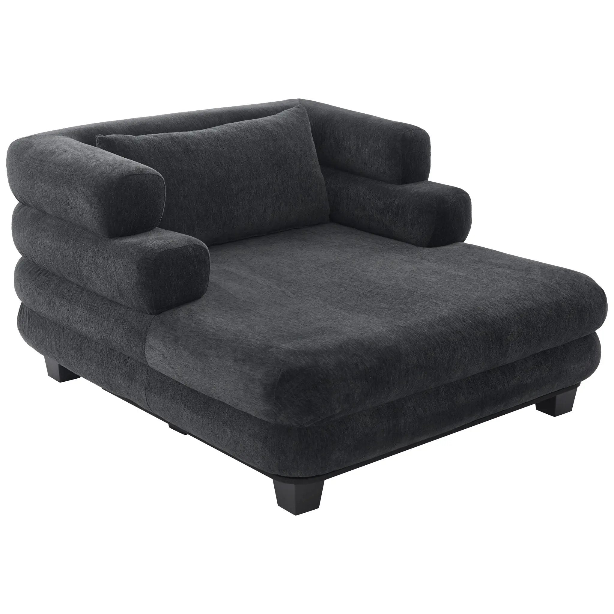 Oversized Chaise Lounge Sofa Bed with Deep Seat and Layered Armrests by HouseOfZazla