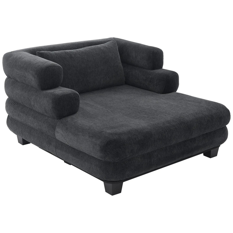 Oversized Chaise Lounge Sofa Bed with Deep Seat and Layered Armrests by HouseOfZazla