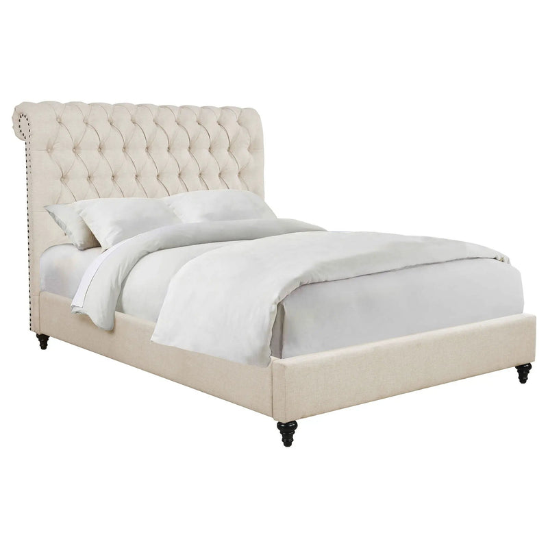 Devon 57-inch Upholstered Eastern King Panel Bed Beige by Unique Piece Furniture