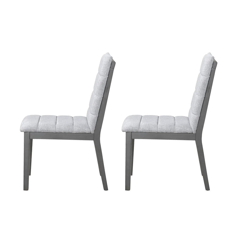 Tufted Upholstery Modern Dining Chairs (Set of 2) Sleek Comfort With Rubber Wood Frame - Gray / Oak by HouseOfZazla