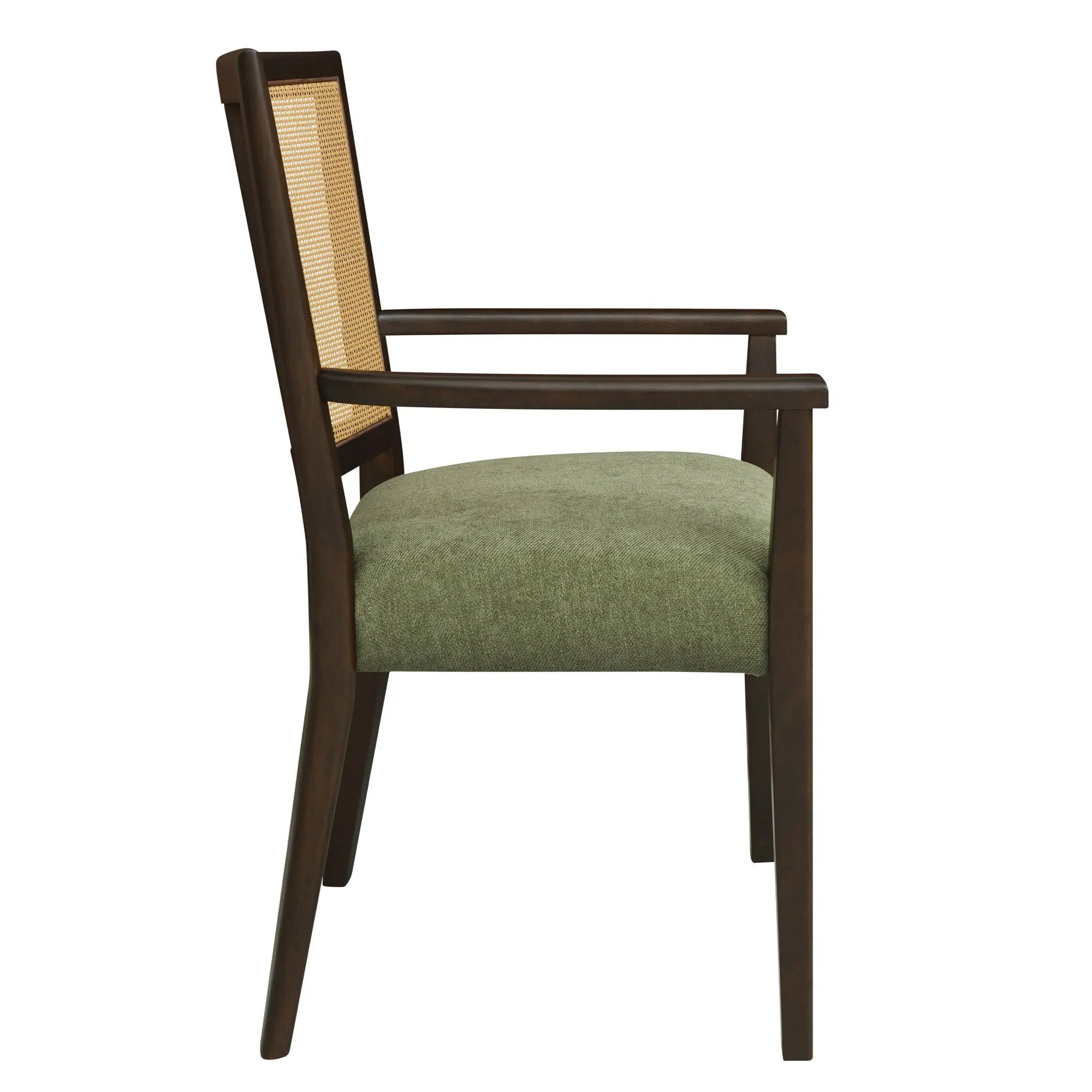Mid Century Modern Arm Dining Chair Set With Rattan Backrest by HouseOfZazla