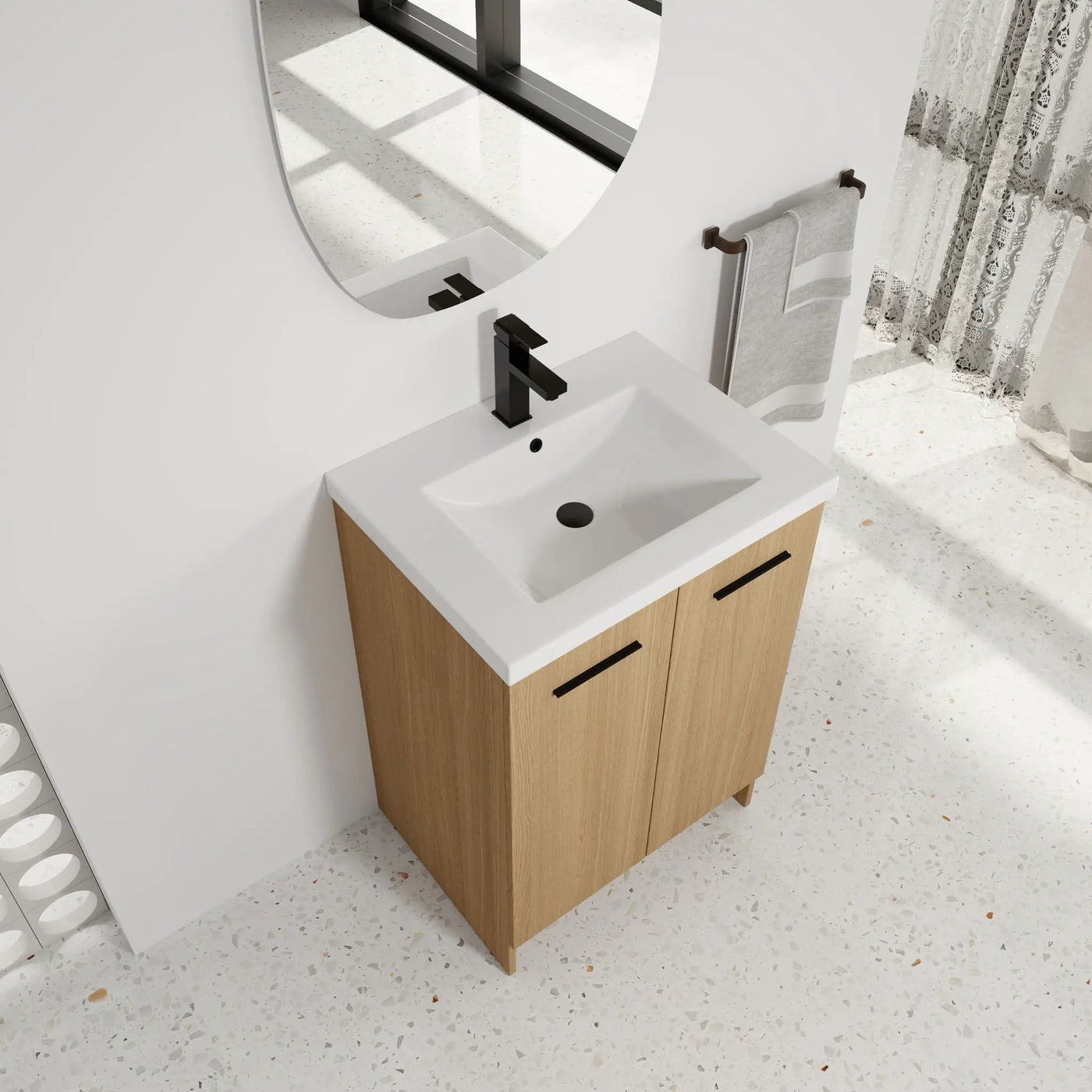 Floating Bathroom Vanity With Sink, Wall Mounted Double Door Storage by HouseOfZazla