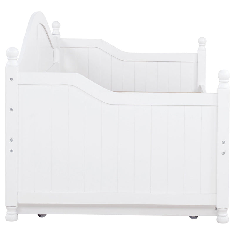 Twin Daybed With Trundle Storage Bed - White