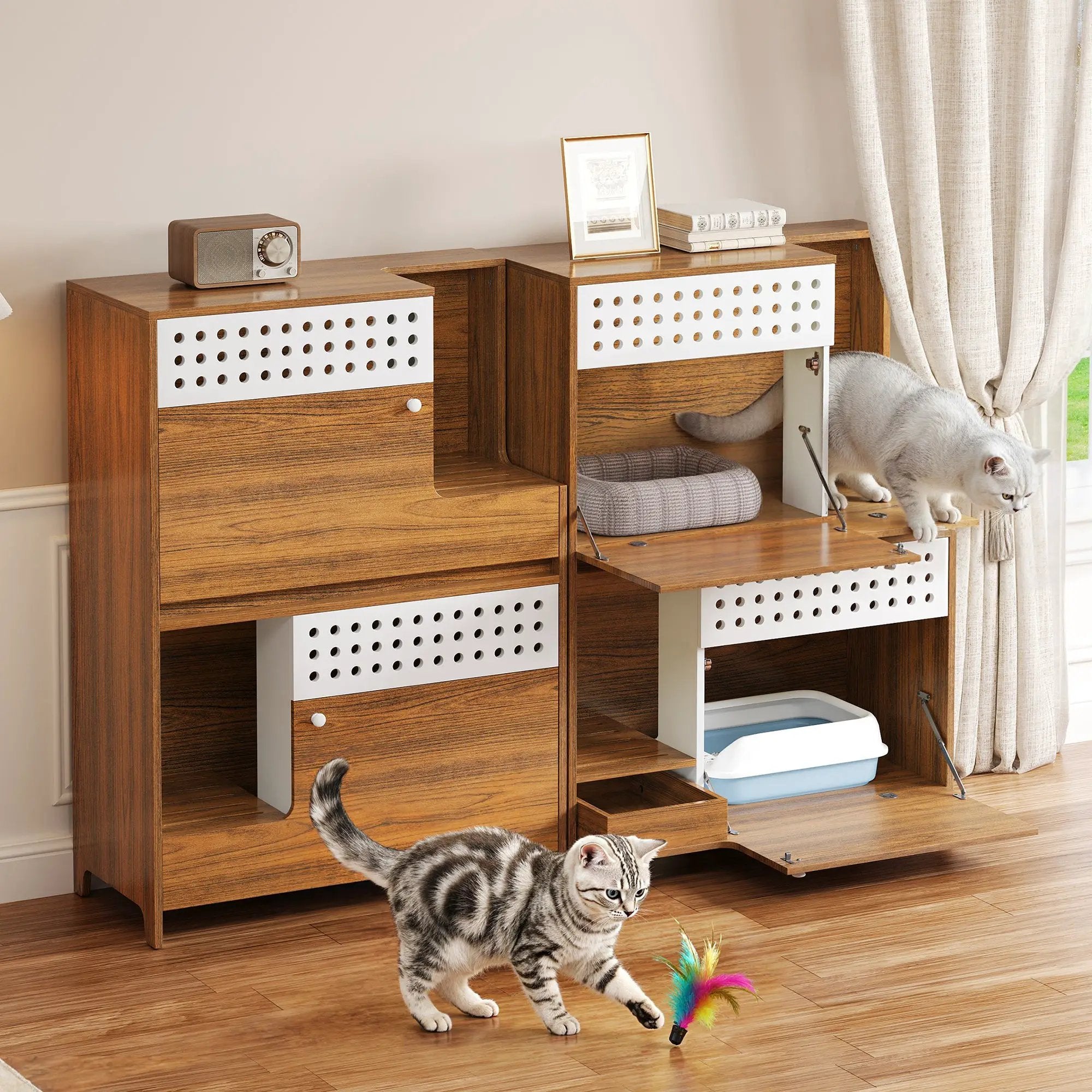 2-Piece Modern 2 IN 1 Cat Furniture Set by HouseOfZazla