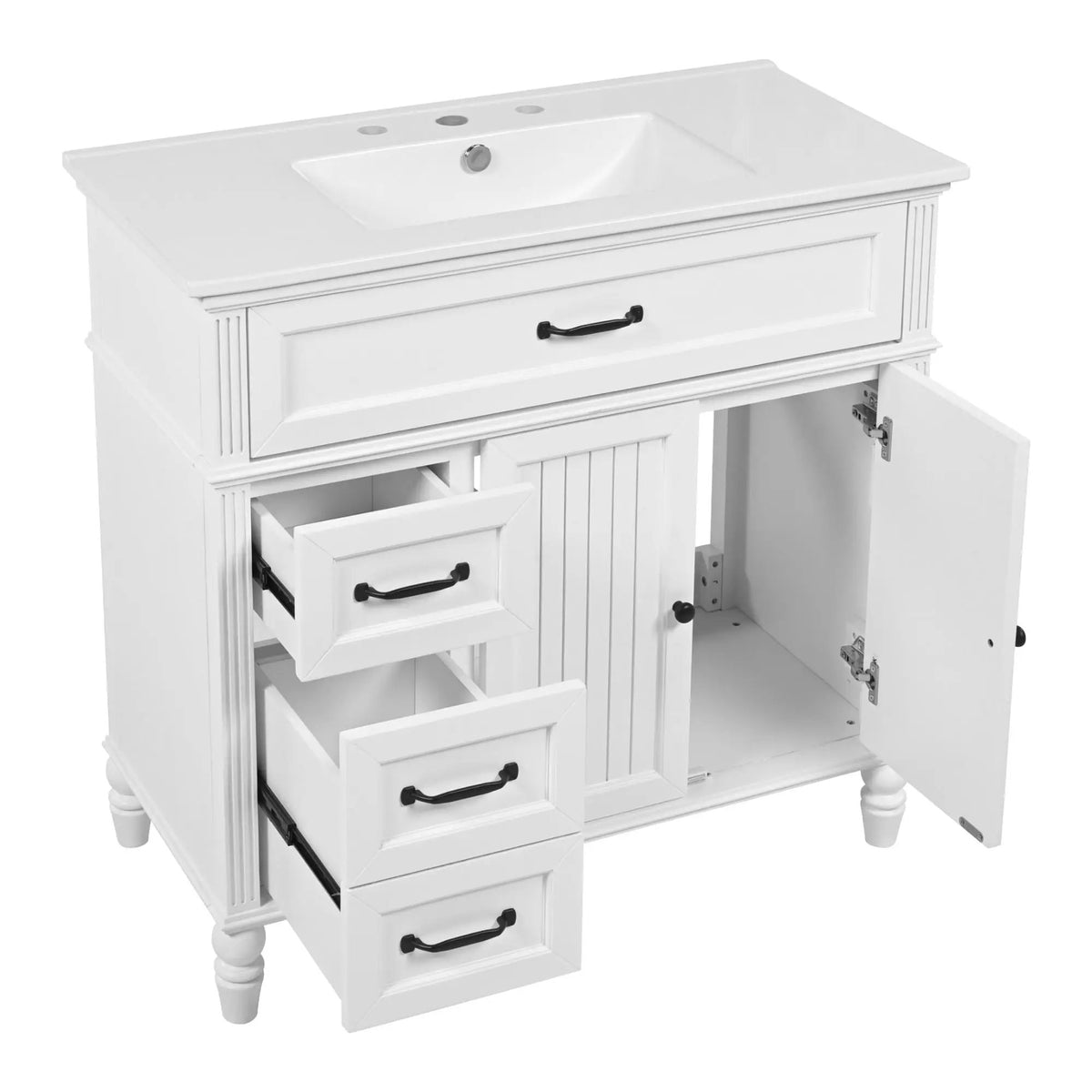 Bathroom Vanity With Sink, 2 Doors 2 Drawers, Freestanding Design by HouseOfZazla
