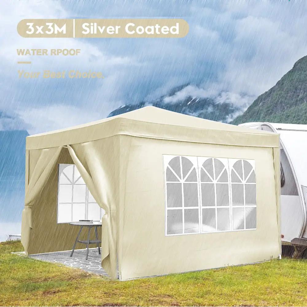 10'X10' Folding Canopy With 4 Removable Sidewalls Outdoor Event Shelter UPF 50+ Gazebo Portable Tents For Parties Beach Camping Wedding Ez Pop Up Canopy 4 Pieces Weight Bag + Carry Bag by Unique Piece Furniture