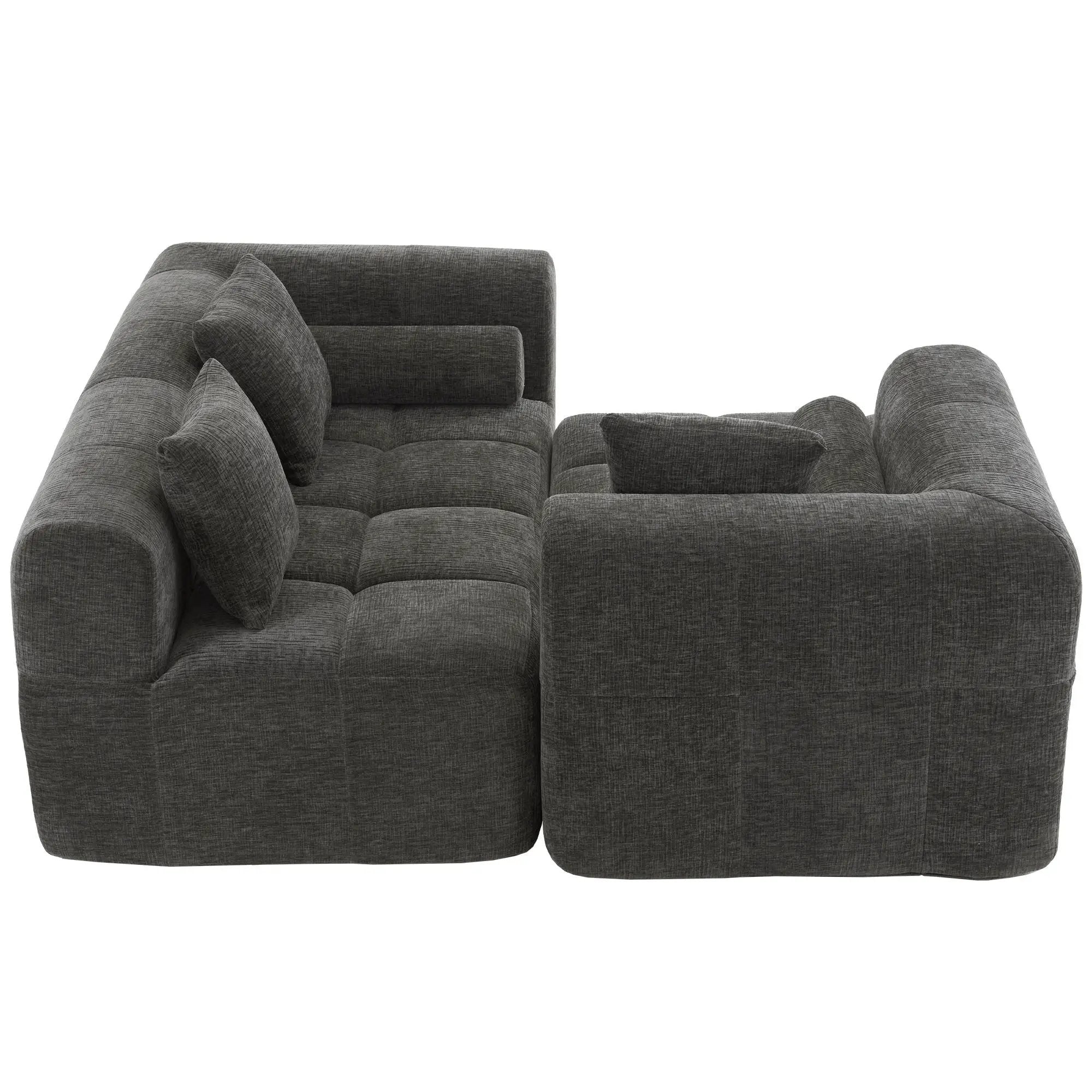 Sectional Free Combined Sofa With 2 Side Pockets by HouseOfZazla