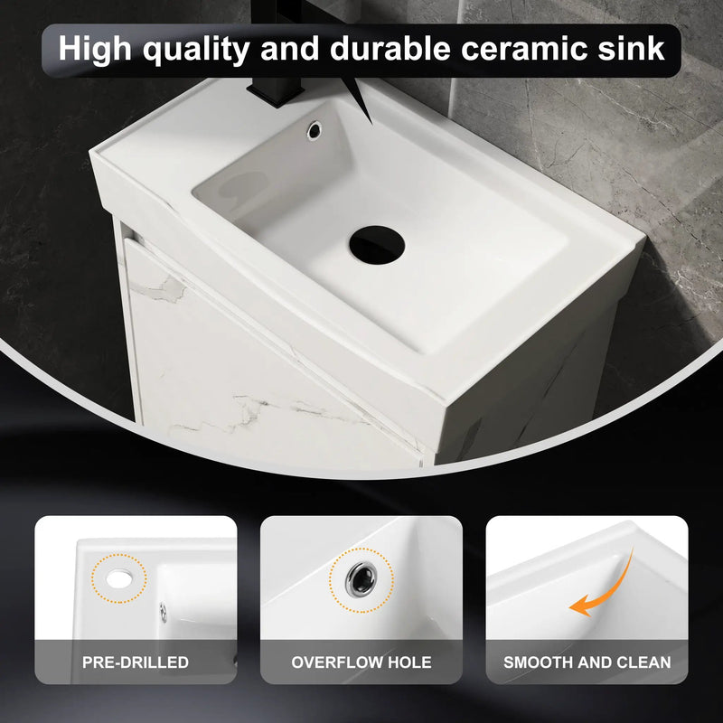 Modern Bathroom Vanity With Ceramic Basin, Wall Mounted Floating Sink Combo, Storage Cabinet by HouseOfZazla