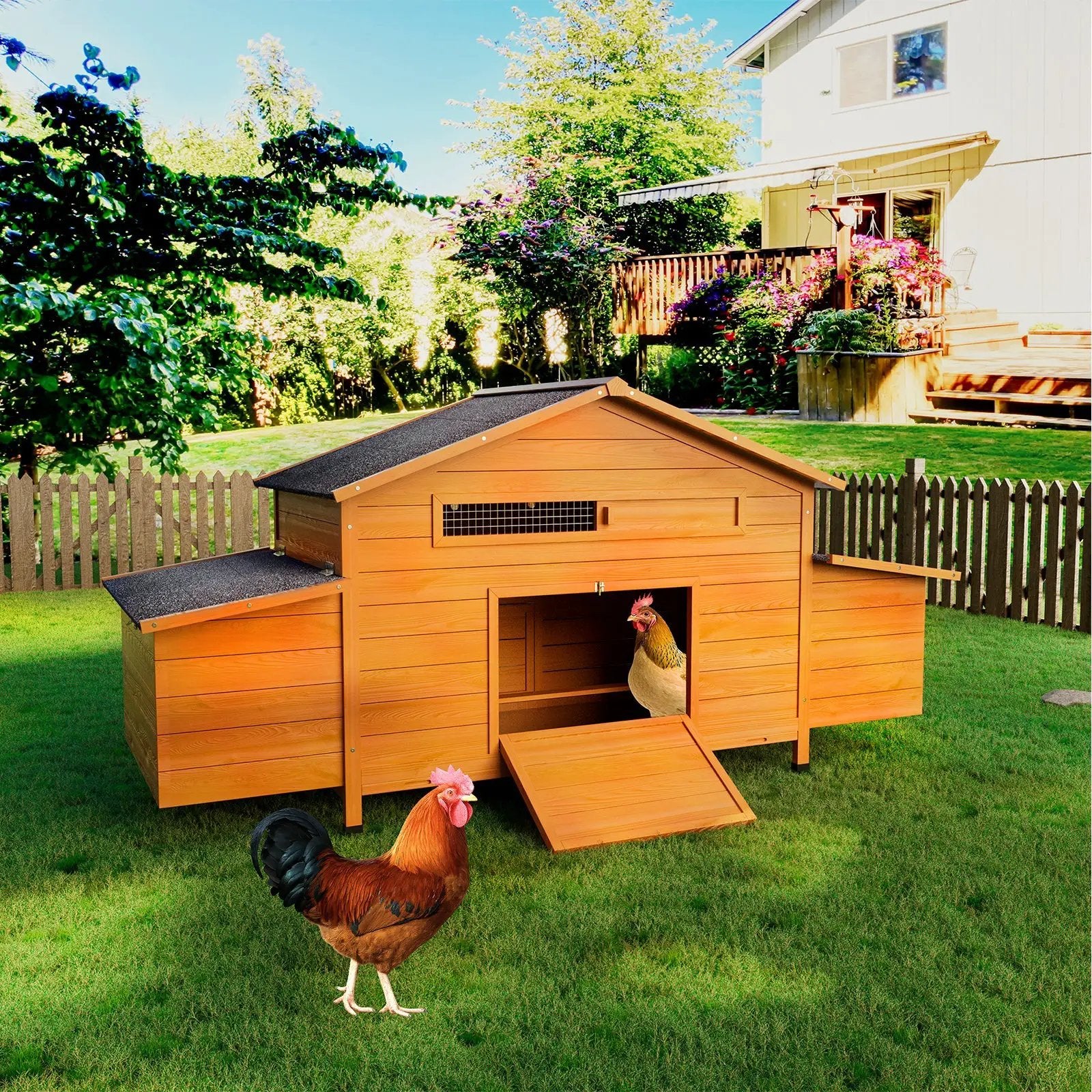 70" Large Wooden Chicken Coop with 2 Nesting Boxes by HouseOfZazla