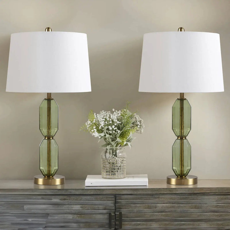 Faceted Green Glass Table Lamp by HouseOfZazla