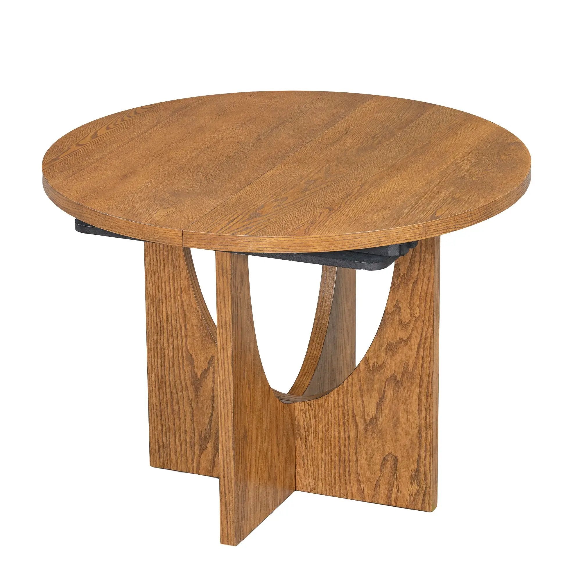 Topmax - 5 Piece Modern Extendable Round Dining Table Set With Removable Leaf For Small Places by HouseOfZazla