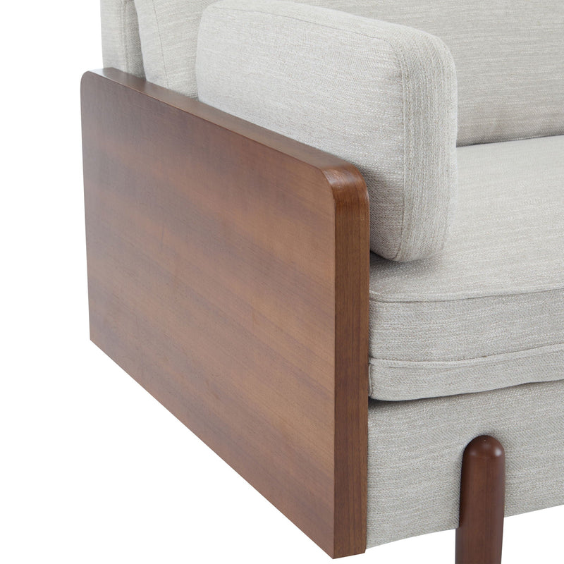 Mid Century Moderne Sofa With Wood Sides by HouseOfZazla