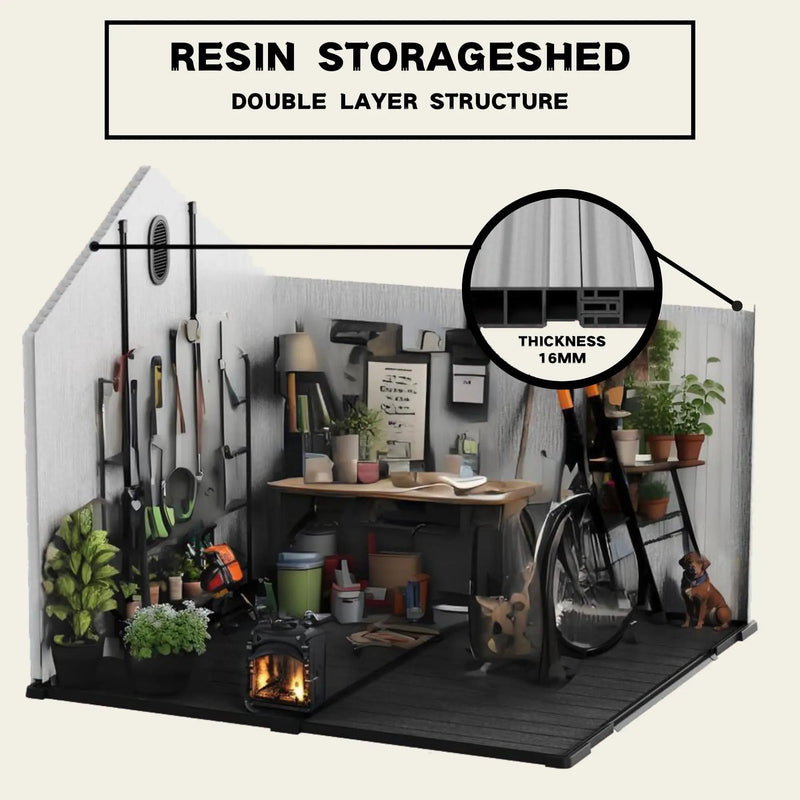 Resin Plastic Storage Shed For Backyard Garden With Spire Tool Storage by HouseOfZazla