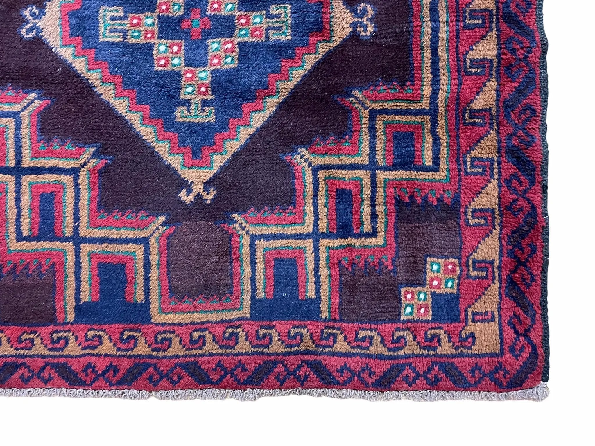 2'11" X 4'6" Vintage Handmade Tribal Wool Rug Balouchi Rug Afghan Rug Geometric by Jewel Rugs