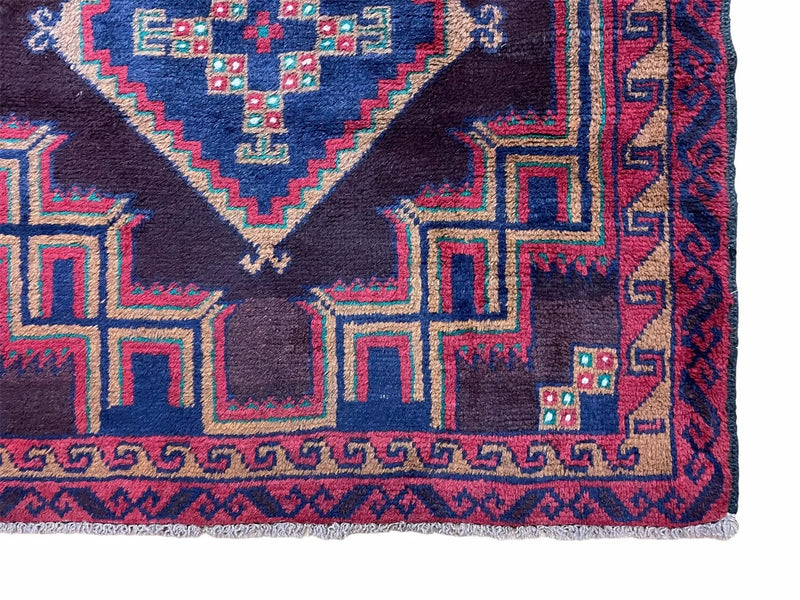 2'11" X 4'6" Vintage Handmade Tribal Wool Rug Balouchi Rug Afghan Rug Geometric by Jewel Rugs