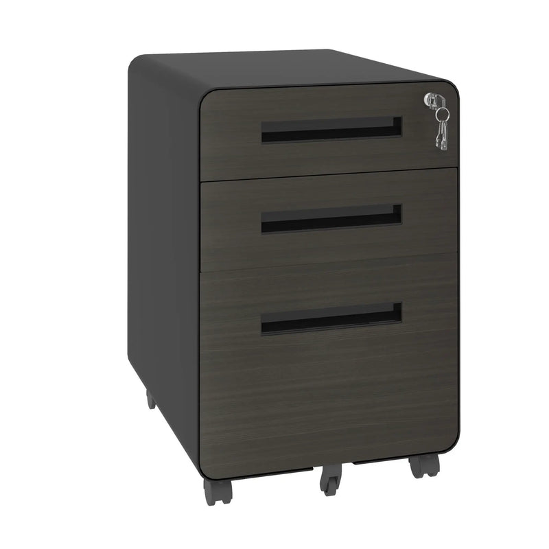 3-Drawer Mobile File Cabinet With Lock, On Casters, Holds A4/Letter Files by Unique Piece Furniture