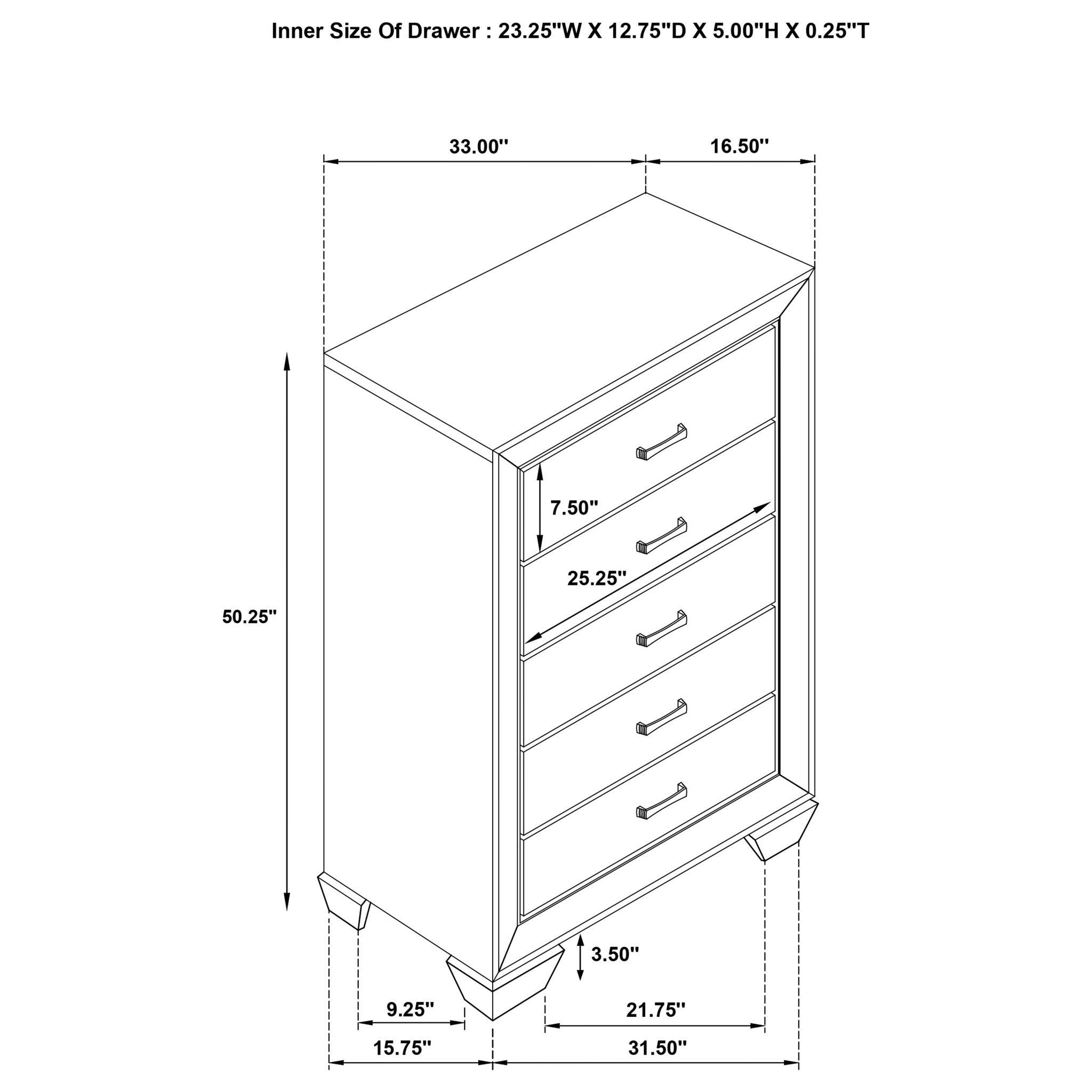 Harrison - 5 Drawer Bedroom Chest - Taupe by HouseOfZazla