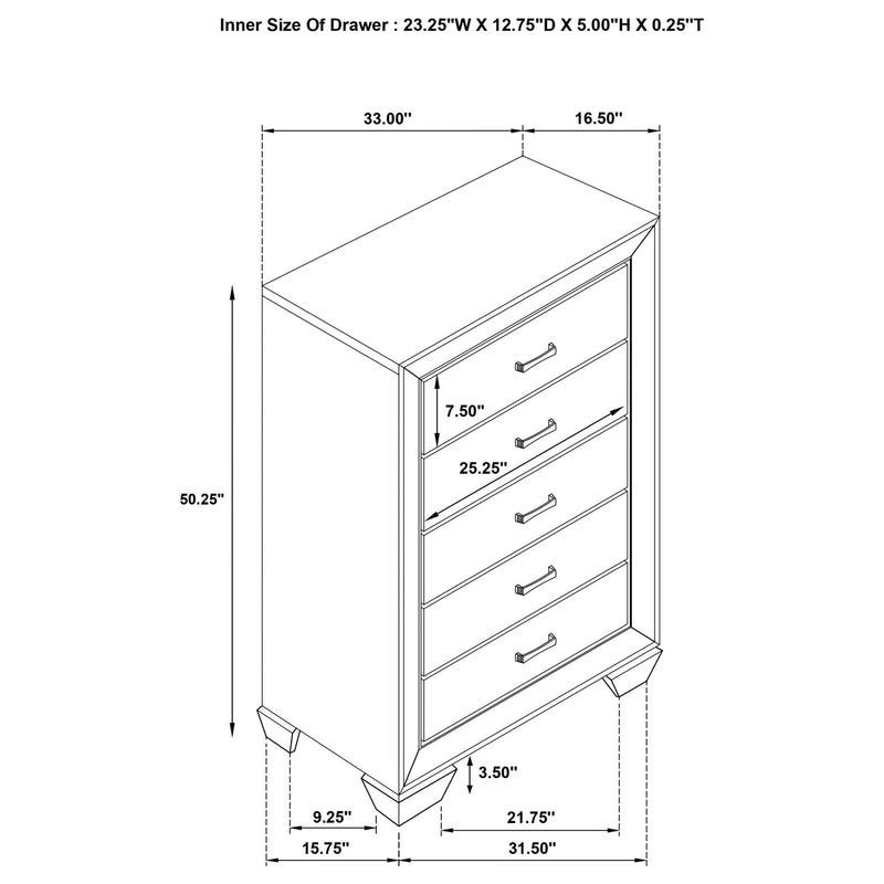 Harrison - 5 Drawer Bedroom Chest - Taupe by HouseOfZazla