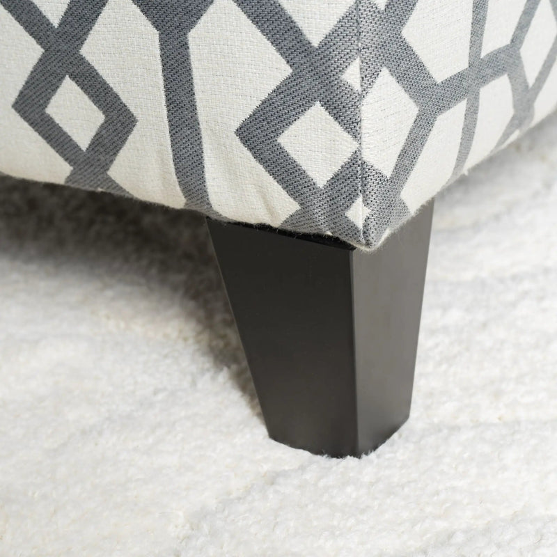 Quotient Upholstered Storage Ottoman With Tapered Block Feet - Gray / White by HouseOfZazla
