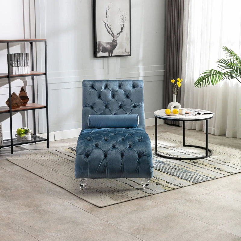 Chaise Lounge Indoor, Button Tufted Upholstered Chaise Lounge Chair With Pillow by Unique Piece Furniture