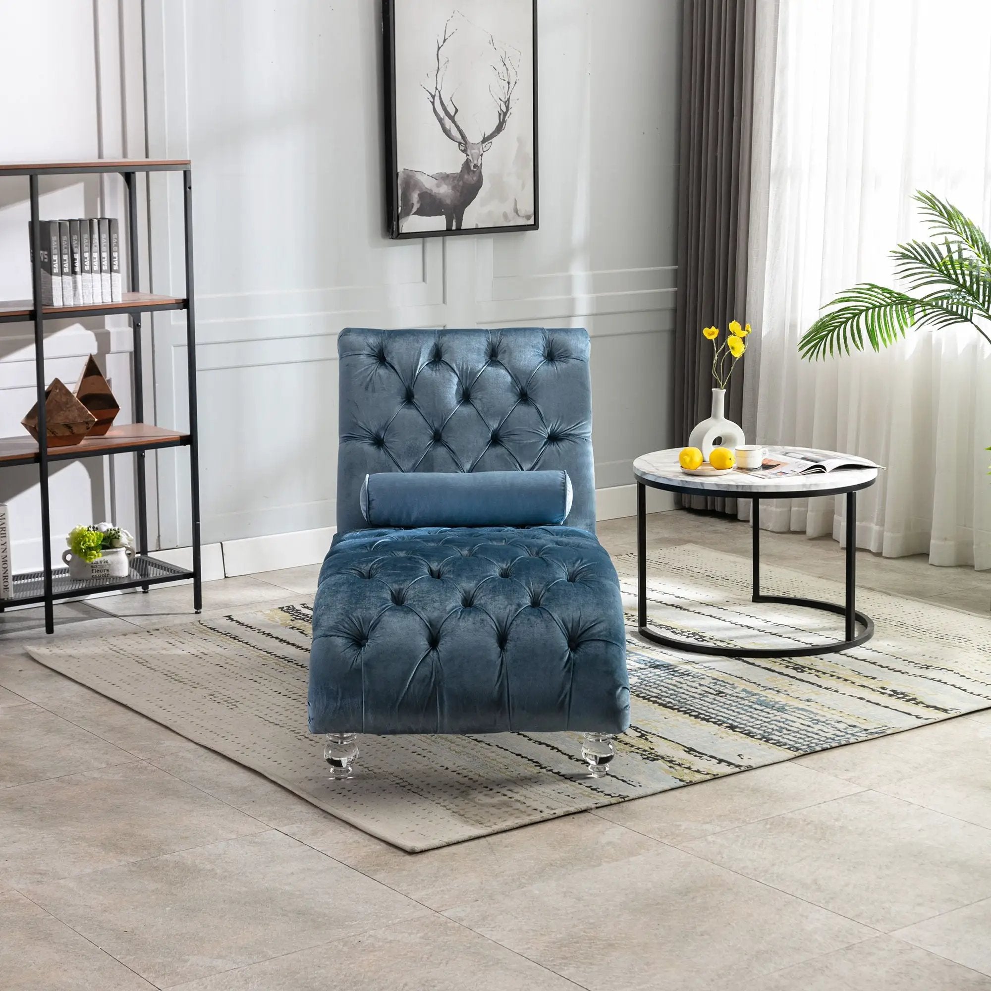 Chaise Lounge Indoor, Button Tufted Upholstered Chaise Lounge Chair With Pillow by Unique Piece Furniture