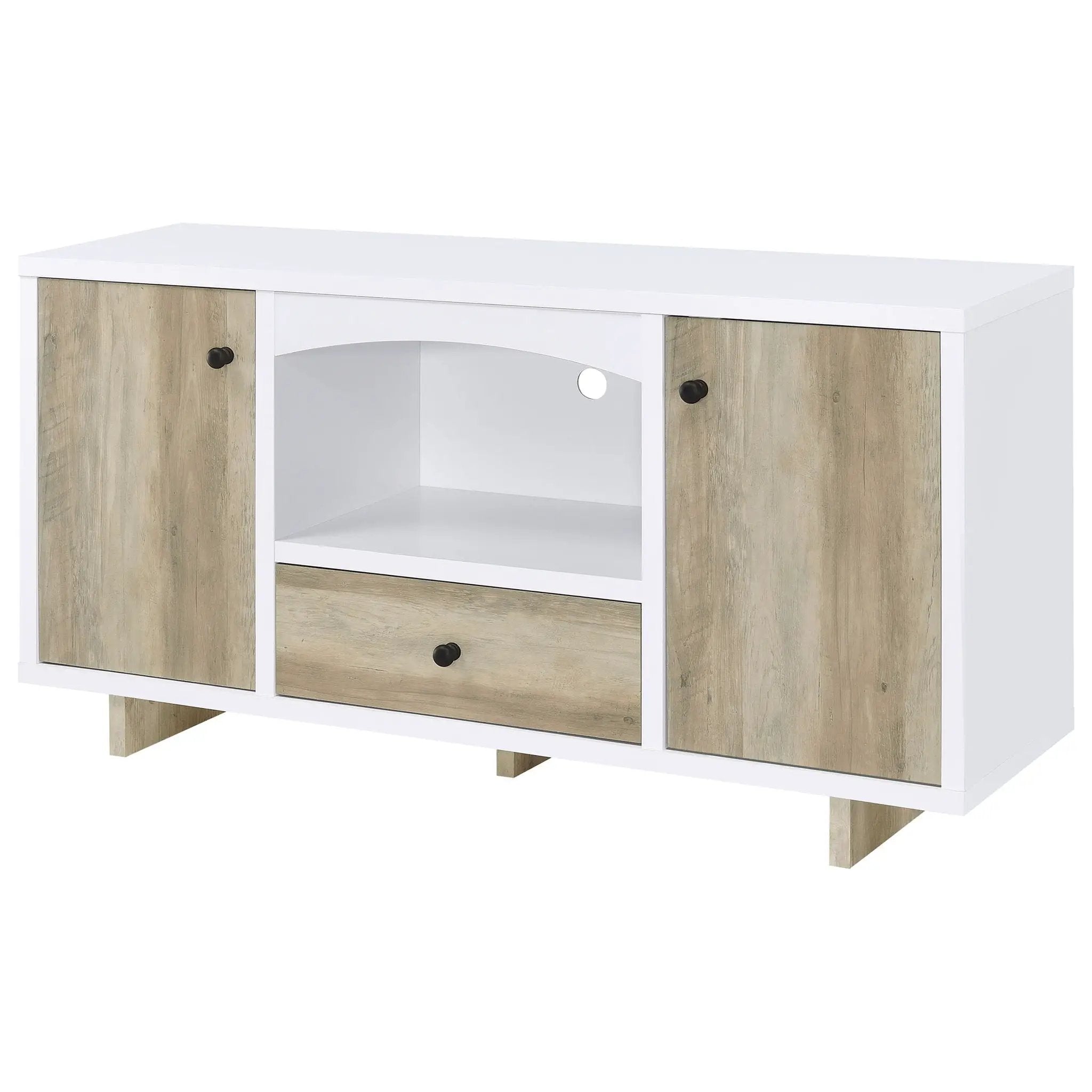 Dalton 2-door Storage Cabinet White and Distressed Pine by Unique Piece Furniture